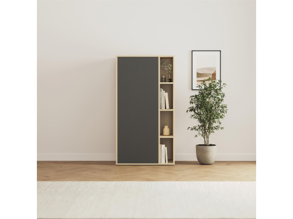 SMARTBett Wardrobe STA.2.0016 (M2 Series Depth 55cm) Height 168.2cm Kaiserberg Oak/ Door WAVES Anthracite