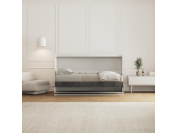 SMARTBett WAVES M2 wall bed (depth 55 cm) Horizontal 100x200 cm – with Waves anthracite ribbed front