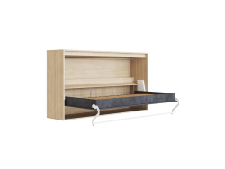 SMARTBett WAVES M2 wall bed (depth 55 cm) Horizontal 100x200 cm – with Waves anthracite ribbed front