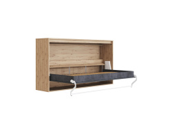 SMARTBett WAVES M2 wall bed (depth 55 cm) Horizontal 100x200 cm – with Waves anthracite ribbed front
