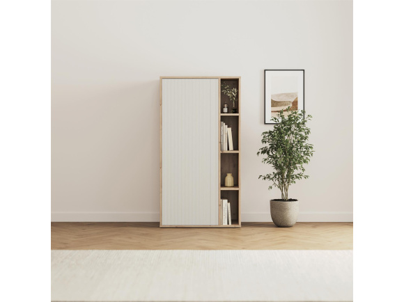 SMARTBett Schrank STA.2.0016 (Serie M2 Tiefe 55cm) Höhe 168,2cm Wildeiche WAVES Weiss