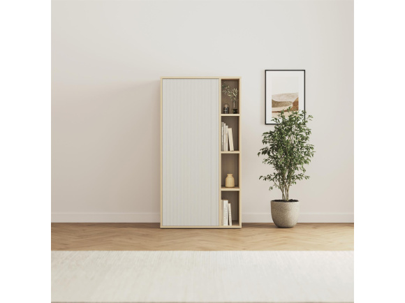 SMARTBett Schrank STA.2.0016 (Serie M2 Tiefe 55cm) Höhe 168,2cm Kaiserberg Eiche WAVES Weiss