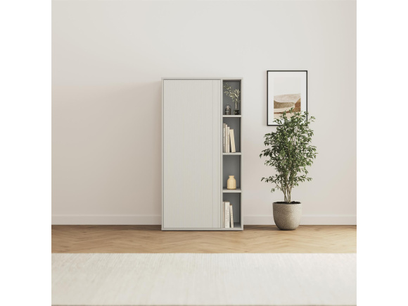 SMARTBett Wardrobe STA.2.0016 (M2 Series Depth 55cm) Height 168.2cm Pearl grey WAVES White