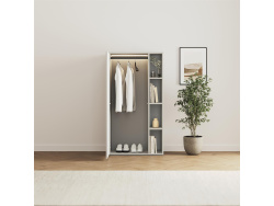 SMARTBett Wardrobe STA.2.0016 (M2 Series Depth 55cm) Height 168.2cm Pearl grey WAVES White