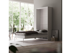 SMARTBett Classic Murphy Bed 100x200cm Vertical White /White  High Gloss  Folding Wall Bed
