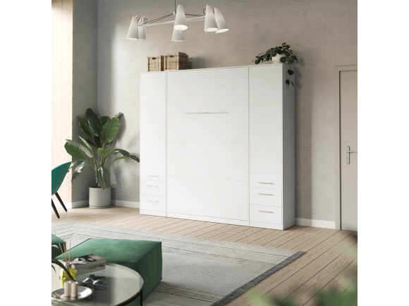 SMARTBett Schrankbett Set mit Schrankbett 120x200( 45cm Tiefe) Vertikal + 2 x 50-Schränke