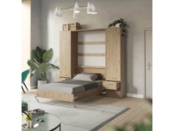 SMARTBett Schrankbett Set mit Schrankbett 120x200( 45cm Tiefe) Vertikal + 2 x 50-Schränke