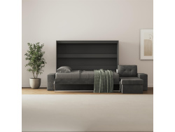 SMARTBett Murphy Bed 140x200 Horizontal M2 (Depth 55cm) Anthracite with Corner Sofa Anthracite