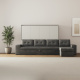 SMARTBett Schrankbett 140x200 Horizontal M2 (Tiefe 55cm) Perlgrau mit Ecksofa Anthrazit
