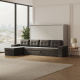 SMARTBett Schrankbett 140x200 Horizontal M2 (Tiefe 55cm) Perlgrau mit Ecksofa Anthrazit