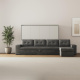 SMARTBett Murphy Bed 140x200 Horizontal M2 (Depth 55cm) Pearl grey with Corner Sofa Anthracite Armrest 11 cm