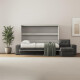 SMARTBett Murphy Bed 140x200 Horizontal M2 (Depth 55cm) Pearl grey with Corner Sofa Anthracite Armrest 11 cm