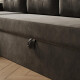 SMARTBett Murphy Bed 140x200 Horizontal M2 (Depth 55cm) Pearl grey with Corner Sofa Anthracite Armrest 11 cm