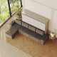 SMARTBett Murphy Bed 140x200 Horizontal M2 (Depth 55cm) Pearl grey with Corner Sofa Anthracite Armrest 11 cm