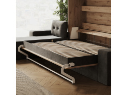 SMARTBett Schrankbett 140x200 Horizontal M2 (Tiefe 55cm) Wildeiche mit Ecksofa