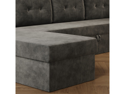 SMARTBett Schrankbett 140x200 Horizontal M2 (Tiefe 55cm) Wildeiche mit Ecksofa