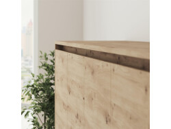 SMARTBett Murphy Bed 140x200 Horizontal M2 (Depth 55cm) Wild Oak with Corner Sofa Anthracite Armrest 26 cm