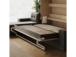 SMARTBett Schrankbett 140x200 Horizontal M2 (Tiefe 55cm) Kaiserberg Eiche mit Ecksofa Anthtazit