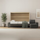 SMARTBett Schrankbett 140x200 Horizontal M2 (Tiefe 55cm) Kaiserberg Eiche mit Ecksofa Anthtazit