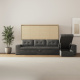 SMARTBett Schrankbett 140x200 Horizontal M2 (Tiefe 55cm) Kaiserberg Eiche mit Ecksofa Anthtazit