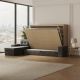 SMARTBett Schrankbett 140x200 Horizontal M2 (Tiefe 55cm) Kaiserberg Eiche mit Ecksofa Anthtazit