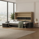 SMARTBett Schrankbett 140x200 Horizontal M2 (Tiefe 55cm) Kaiserberg Eiche mit Ecksofa Anthtazit
