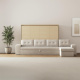 SMARTBett Schrankbett 140x200 Horizontal M2 (Tiefe 55cm) Kaiserberg Eiche mit Ecksofa Sandgrau | Armlehnen 11 cm