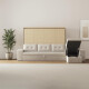 SMARTBett Schrankbett 140x200 Horizontal M2 (Tiefe 55cm) Kaiserberg Eiche mit Ecksofa Sandgrau | Armlehnen 11 cm