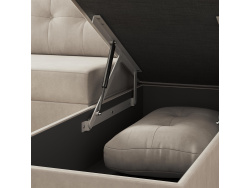 SMARTBett Schrankbett 160x200 Horizontal M2 (Tiefe 55cm) Anthrazit mit Ecksofa Sandgrau Armlehnen 26 cm