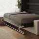SMARTBett Schrankbett 160x200 Horizontal M2 (Tiefe 55cm) Anthrazit mit Ecksofa Sandgrau Armlehnen 26 cm
