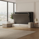 SMARTBett Schrankbett 160x200 Horizontal M2 (Tiefe 55cm) Anthrazit mit Ecksofa Sandgrau Armlehnen 26 cm