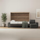 SMARTBett Schrankbett 160x200 Horizontal M2 (Tiefe 55cm) Wildeiche mit Ecksofa Anthrazit Armlehnen 26 cm