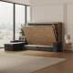 SMARTBett Schrankbett 160x200 Horizontal M2 (Tiefe 55cm) Wildeiche mit Ecksofa Anthrazit Armlehnen 26 cm