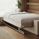 SMARTBett Schrankbett 160x200 Horizontal M2 (Tiefe 55cm) Wildeiche mit Ecksofa Sandgrau Armlehnen 26 cm