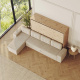 SMARTBett Schrankbett 160x200 Horizontal M2 (Tiefe 55cm) Wildeiche mit Ecksofa Sandgrau Armlehnen 26 cm