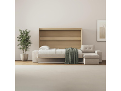 SMARTBett Schrankbett 160x200 Horizontal M2 (Tiefe 55cm) Kaiserberg Eiche mit Ecksofa
