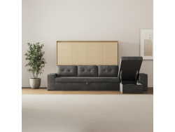 SMARTBett Schrankbett 160x200 Horizontal M2 (Tiefe 55cm) Kaiserberg Eiche mit Ecksofa