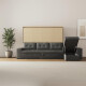 SMARTBett Schrankbett 160x200 Horizontal M2 (Tiefe 55cm) Kaiserberg Eiche mit Ecksofa Anthrazit Armlehnen 26 cm mit Schubladen