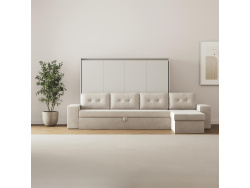 SMARTBett Murphy Bed with Corner Sofa160x200 Horizontal M2 (Depth 55cm) Pearl grey