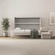 SMARTBett Schrankbett mit Ecksofa 160x200 Horizontal M2 (Tiefe 55cm) Perlgrau Sandgrau Armlehnen 26 cm mit Schubladen