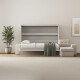SMARTBett Schrankbett mit Ecksofa 160x200 Horizontal M2 (Tiefe 55cm) Perlgrau Sandgrau Armlehnen 26 cm mit Schubladen