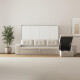 SMARTBett Murphy Bed with Corner Sofa160x200 Horizontal M2 (Depth 55cm) White with corner sofa Sand grey Armrest 11 cm