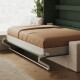 SMARTBett Schrankbett 160x200 Steingrün Horizontal M2 (Tiefe 55cm)  mit Ecksofa Sandgrau