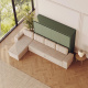 SMARTBett Schrankbett 160x200 Steingrün Horizontal M2 (Tiefe 55cm)  mit Ecksofa Sandgrau