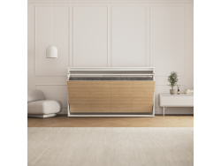 AUSSTELLUNGSSTÜCK!!! SMARTBett Schrankbett 100x200  Horizontal (M2 55cm Tiefe)  Weiss/ Kaiserberg Eiche