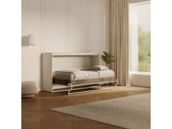 AUSSTELLUNGSSTÜCK!!! SMARTBett Schrankbett 100x200  Horizontal (M2 55cm Tiefe)  Weiss/ Kaiserberg Eiche