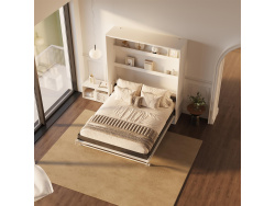 SMARTBett Murphy Bed 160x200 Vertical M3 Depth 55cm White with upholstered Frame