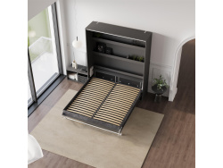 SMARTBett Schrankbett 160x200 Vertikal M3 Tiefe 55cm Anthrazit mit Polsterrahmen