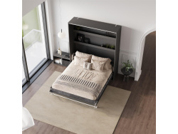 SMARTBett Schrankbett 160x200 Vertikal M3 Tiefe 55cm Anthrazit mit Polsterrahmen