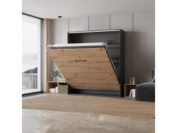 SMARTBett Schrankbett 180x200 Vertikal M3 Tiefe 55cm Anthrazit/Wildeiche